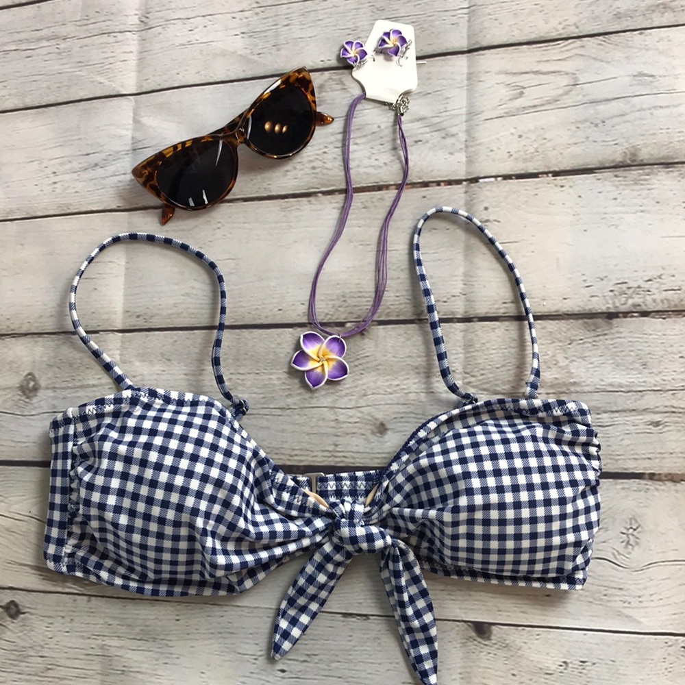 💙💙BLUE GINGHAM KNOTTED-TIE BIKINI TOP💙💙